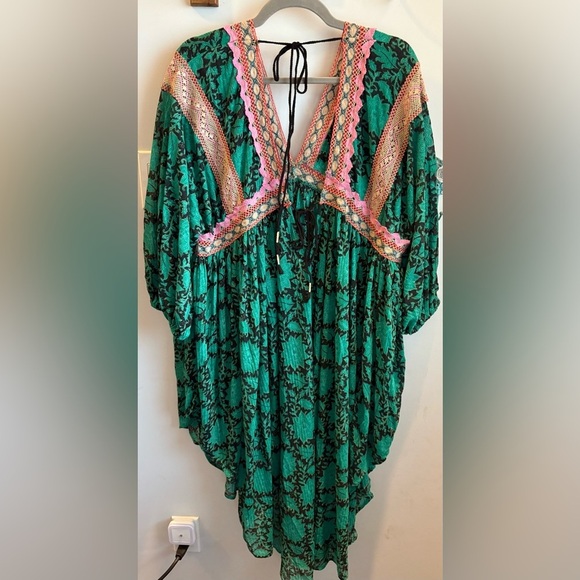Free People Green and Pink Women's Dress - Picture 3 of 7